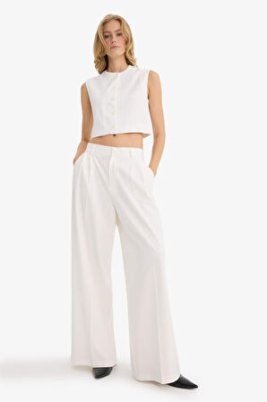 Wide Leg Çift Cepli Yüksek Bel Geniş Paça Pantolon