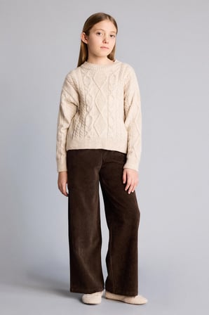 DeFacto Loose Fit Bisiklet Yaka Triko Kazak Kız Çocuk G3063A825AUER2
