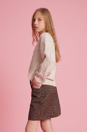 DeFacto Loose Fit Bisiklet Yaka Triko Kazak Kız Çocuk G3063A825AUER2