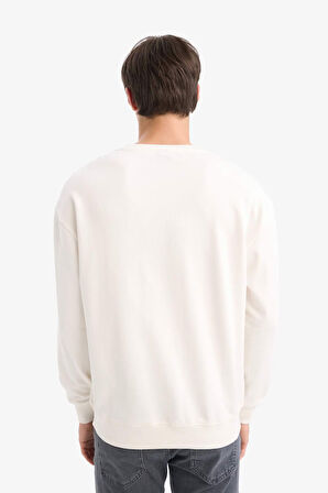 Boxy Fit Bisiklet Yaka Baskılı Sweatshirt