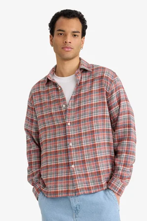 DeFacto Boxy Fit Kareli Flanel Uzun Kollu Gömlek G5920AX25WNBR238