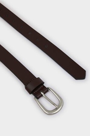 Erkek Oval Toka Suni Deri 2'li Klasik Kemer