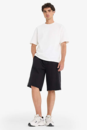 Baggy Fit Düz Paça Sweatshirt Kumaşı Şort