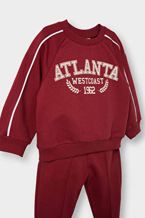 Erkek Bebek Baskılı Sweatshirt Kumaşı 2'li Takım