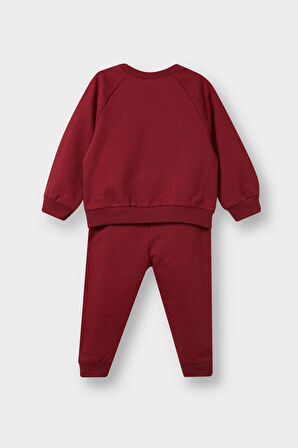 Erkek Bebek Baskılı Sweatshirt Kumaşı 2'li Takım