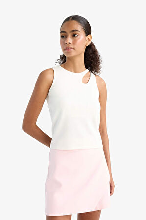 Slim Fit Dar Kesim Bisiklet Yaka Fitilli Kaşkorse Atlet