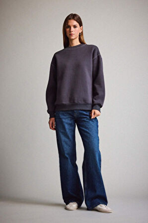 Overshirt Fit Bisiklet Yaka Sweatshirt