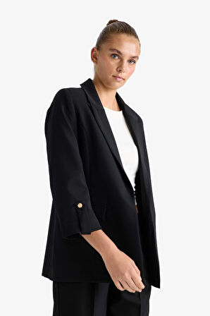 Loose Fit Ceket Yaka Basic Blazer Ceket