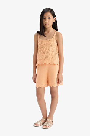 DeFacto Kız Çocuk Beli Lastikli Triko Şort E6517A825HSOG609
