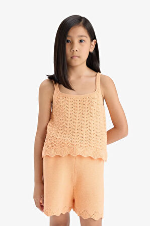 DeFacto Kız Çocuk Beli Lastikli Triko Şort E6517A825HSOG609