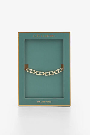 Reis x DeFacto 14 Ayar Altın Kaplama Shine Line Bracelet Kadın Taşlı Gold Ataç Zincir Bileklik