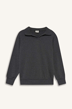 Erkek Çocuk New Regular Fit Apaş Yaka Sweatshirt