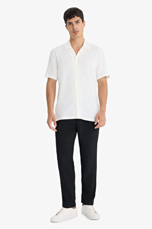 Modern Fit Polo Yaka Penye Kısa Kollu Gömlek