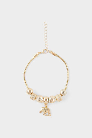 Kadın Fil Charmlı Gold Kolye