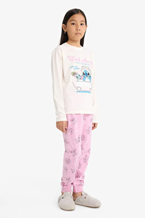 Kız Çocuk Disney Lilo & Stitch Pijama Takımı Uzun Kollu Üst Uzun Alt