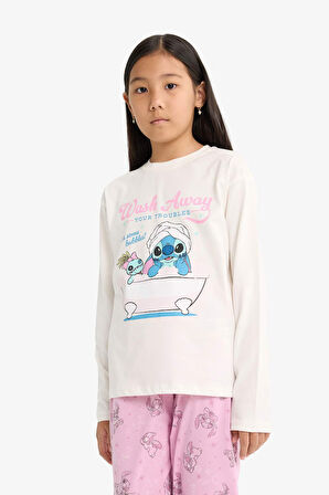 Kız Çocuk Disney Lilo & Stitch Pijama Takımı Uzun Kollu Üst Uzun Alt