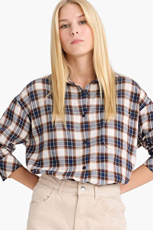 Coool Overshirt Fit Kareli Uzun Kollu Gömlek