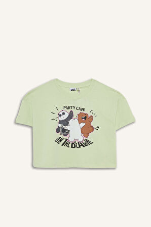 Kız Çocuk We Bare Bears Bisiklet Yaka Kısa Kollu Tişört