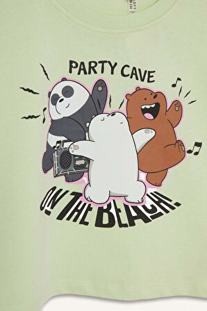 Kız Çocuk We Bare Bears Bisiklet Yaka Kısa Kollu Tişört