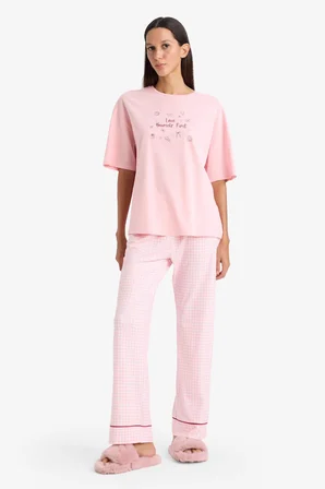 DeFacto %100 Pamuk Baskılı Kısa Kollu Pijama Üstü G1720AX26SPPN149
