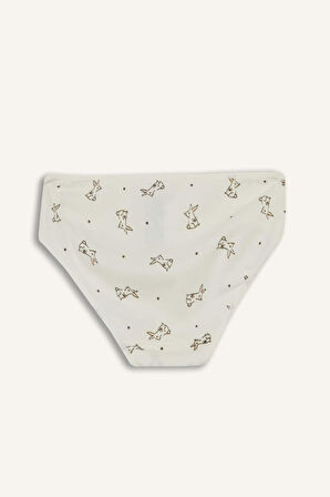 Kız Çocuk Tavşan Baskılı Ribana 3'lü Slip Külot