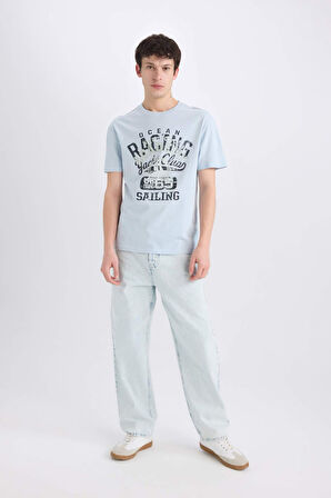 DeFacto %100 Pamuk Regular Fit Bisiklet Yaka Baskılı Kısa Kollu Tişört E1317AX25SMBE771