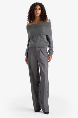 DeFacto Regular Fit Açık Omuz Triko Kazak F3029AX25WNAR153