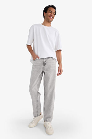 Relax Fit Düz Paça Jean Pantolon