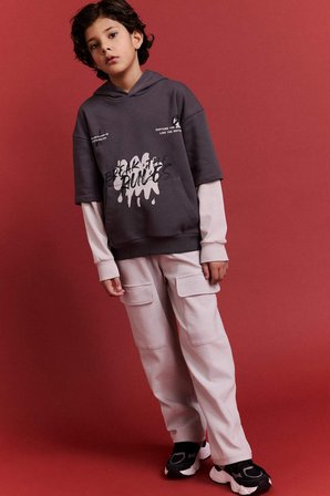 DeFacto Kapüşonlu Baskılı İçi Yumuşak Tüylü Sweatshirt Erkek Çocuk G5558A825CWAR58