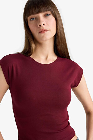 Slim Fit Dar Kesim Bisiklet Yaka Basic Düz Modal Kısa Kollu Tişört