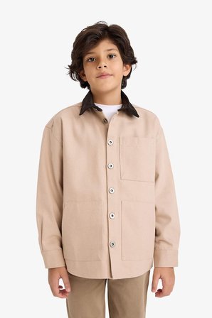 DeFacto %100 Pamuk Kontrast Gömlek Yaka Gabardin Ceket Erkek Çocuk G6419A826SPBG731
