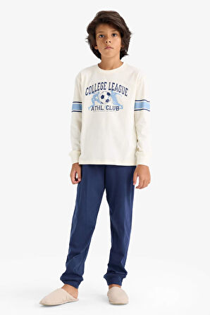 Erkek Çocuk Pijama Takımı Baskılı Uzun Kollu Üst Uzun Alt 