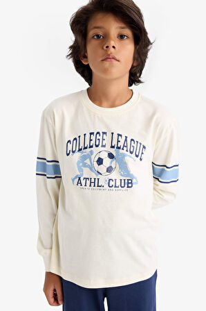 Erkek Çocuk Pijama Takımı Baskılı Uzun Kollu Üst Uzun Alt 