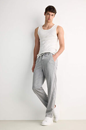 Yazlık Wide Leg Geniş Kalıp Beli Lastikli Geniş Paça Jean Kar Yıkamalı Pantolon