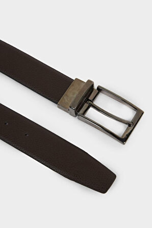 Erkek Çift Taraflı Toka Suni Deri Klasik Kemer