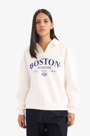 DeFacto Relax Fıt Baskılı Sweatshirt F0303AX25AUER105
