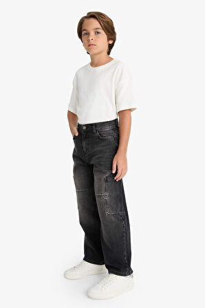 Erkek Çocuk Barrel Fit Düz Paça Jean Pantolon