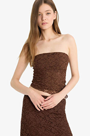 Coool Slim Fit Dar Kesim Straplez Dantel Atlet