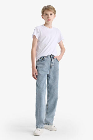 Erkek Çocuk Loose Fit Düz Paça Jean Pantolon