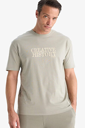 DeFacto %100 Pamuk Regular Fit Bisiklet Yaka Baskılı Kısa Kollu Tişört E3780AX25SMKH418