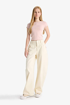 Coool Fitted Bisiklet Yaka Ribana Kısa Kollu Tişört