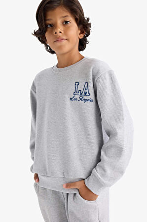 Erkek Çocuk 2'li Takım Baskılı Sweatshirt Eşofman Altı