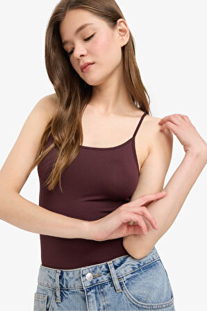 Basic Düz Askılı Çıtçıtlı Body