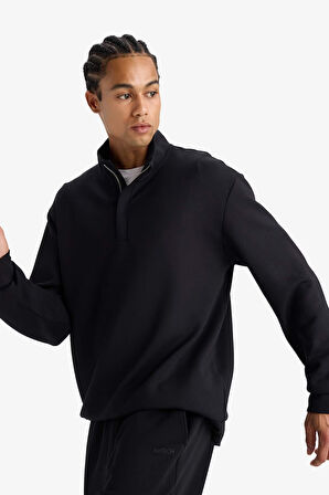 DeFactoFit Standart Fit Dik Yaka Yarım Fermuarlı Modal Sporcu Sweatshirt 