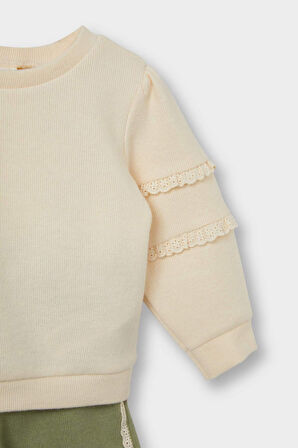 Kız Bebek 2'li Takım Sweatshirt Eşofman Altı