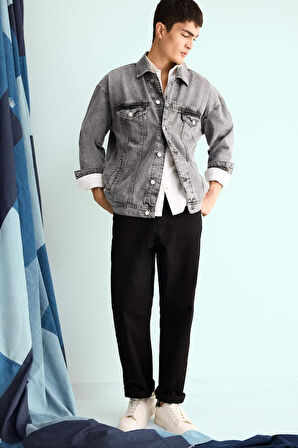 Oversize Geniş Kalıp Düğmeli Denim Ceket