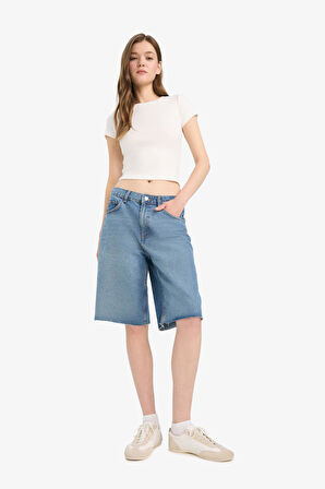 DeFacto Coool Fitted Bisiklet Yaka 2'li Ribana Kısa Kollu Tişört F6304AX25SMWT32