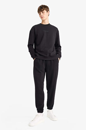 Regular Fit Beli Bağcıklı Paçası Lastikli Cepli Basic Düz Jogger Eşofman Altı