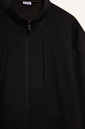 DeFactoFit Standart Fit Dik Yaka Fermuarlı Sweatshirt
