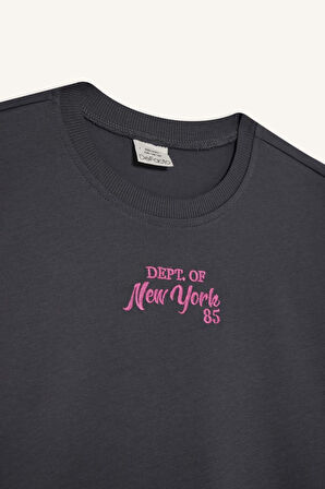 Kız Çocuk 2'li Takım Kısa Kollu Baskılı Tişört Esnek Belli Uzun Alt